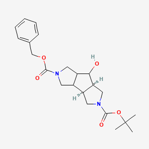 molecular formula C22H30N2O5 B13128921 4-O-benzyl 10-O-tert-butyl (1S,8R)-7-hydroxy-4,10-diazatricyclo[6.3.0.02,6]undecane-4,10-dicarboxylate 