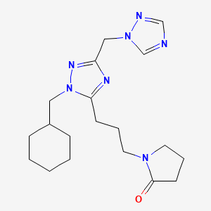 molecular formula C19H29N7O B13128947 1-(3-(3-((1H-1,2,4-Triazol-1-yl)methyl)-1-(cyclohexylmethyl)-1H-1,2,4-triazol-5-yl)propyl)pyrrolidin-2-one 