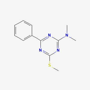 molecular formula C12H14N4S B13129142 N,N-Dimethyl-4-(methylsulfanyl)-6-phenyl-1,3,5-triazin-2-amine CAS No. 95033-61-7