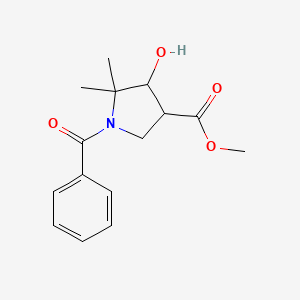 molecular formula C15H19NO4 B13129189 Methyl1-benzoyl-4-hydroxy-5,5-dimethylpyrrolidine-3-carboxylate 