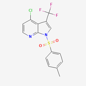 molecular formula C15H10ClF3N2O2S B1312919 4-氯-1-甲苯磺酰基-3-(三氟甲基)-1H-吡咯并[2,3-b]吡啶 CAS No. 869335-74-0