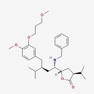 molecular formula C32H47NO5 B1312958 (3S,5S)-5-((1S,3S)-1-(Benzylamino)-3-(4-methoxy-3-(3-methoxypropoxy)benzyl)-4-methylpentyl)-3-isopropyldihydrofuran-2(3H)-one CAS No. 361460-40-4