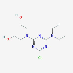 molecular formula C11H20ClN5O2 B13129702 2,2'-((4-Chloro-6-(diethylamino)-1,3,5-triazin-2-yl)azanediyl)diethanol CAS No. 31576-49-5