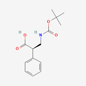 molecular formula C14H19NO4 B1312975 (R)-3-((tert-Butoxycarbonyl)amino)-2-phenylpropanoic acid CAS No. 181140-88-5