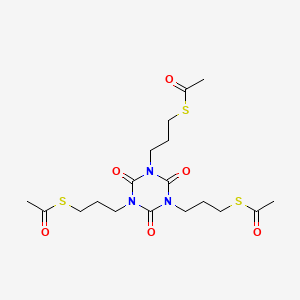molecular formula C18H27N3O6S3 B13129940 S-(3-(3,5-Bis(3-(acetylthio)propyl)-2,4,6-trioxo-1,3,5-triazinan-1-yl)propyl) ethanethioate CAS No. 76486-41-4