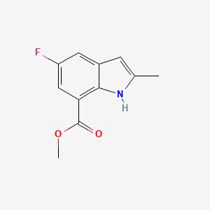 molecular formula C11H10FNO2 B13129984 Methyl 5-fluoro-2-methyl-1H-indole-7-carboxylate 