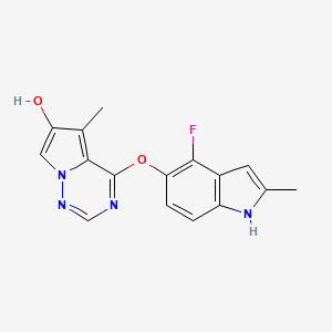 molecular formula C16H13FN4O2 B1313030 4-((4-Fluoro-2-methyl-1H-indol-5-yl)oxy)-5-methylpyrrolo[2,1-f][1,2,4]triazin-6-ol CAS No. 649735-41-1