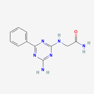molecular formula C11H12N6O B13130957 2-((4-Amino-6-phenyl-1,3,5-triazin-2-yl)amino)acetamide CAS No. 61452-87-7