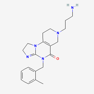 molecular formula C20H27N5O B13131052 7-(3-Aminopropyl)-4-(2-methylbenzyl)-1,2,6,7,8,9-hexahydroimidazo[1,2-a]pyrido[3,4-e]pyrimidin-5(4H)-one 