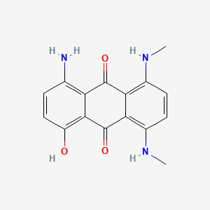 molecular formula C16H15N3O3 B13131117 1-Amino-4-hydroxy-5,8-bis(methylamino)anthraquinone CAS No. 40317-69-9