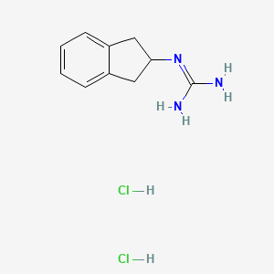 molecular formula C10H15Cl2N3 B13131322 1-(2,3-Dihydro-1H-inden-2-yl)guanidinedihydrochloride 