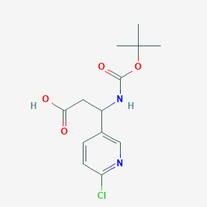 molecular formula C13H17ClN2O4 B1313148 3-((tert-Butoxycarbonyl)amino)-3-(6-chloropyridin-3-yl)propanoic acid CAS No. 252989-87-0