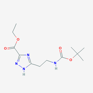 molecular formula C12H20N4O4 B1313166 ethyl 3-(2-((tert-butoxycarbonyl)amino)ethyl)-1H-1,2,4-triazole-5-carboxylate CAS No. 311349-57-2