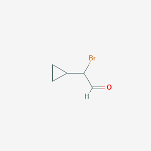 molecular formula C5H7BrO B13131828 2-Bromo-2-cyclopropylacetaldehyde 