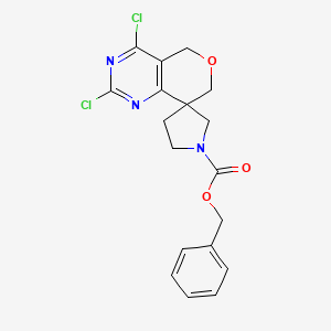 molecular formula C18H17Cl2N3O3 B13131860 Benzyl 5,7-dichlorospiro[pyrano[4,3-d]pyrimidine-1,3'-pyrrolidine]-1'-carboxylate 