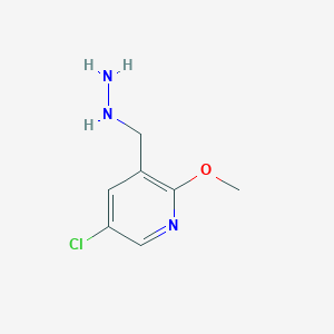 molecular formula C7H10ClN3O B13131872 5-Chloro-3-(hydrazinylmethyl)-2-methoxypyridine 