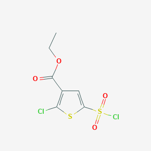 molecular formula C7H6Cl2O4S2 B13132006 Ethyl 2-chloro-5-(chlorosulfonyl)thiophene-3-carboxylate 