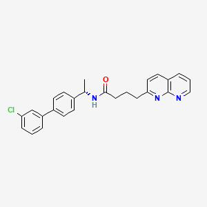 molecular formula C26H24ClN3O B13132092 N-[(1S)-1-[4-(3-chlorophenyl)phenyl]ethyl]-4-(1,8-naphthyridin-2-yl)butanamide 