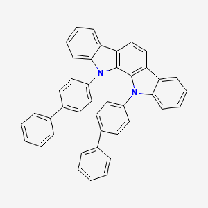 molecular formula C42H28N2 B13132225 11,12-Bis(4-phenylphenyl)indolo[2,3-a]carbazole 