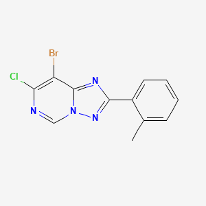 molecular formula C12H8BrClN4 B13132277 8-Bromo-7-chloro-2-(2-methylphenyl)-[1,2,4]triazolo[1,5-c]pyrimidine 