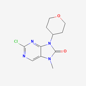 molecular formula C11H13ClN4O2 B13132786 2-Chloro-7-methyl-9-(tetrahydro-2H-pyran-4-yl)-7,9-dihydro-8H-purin-8-one 