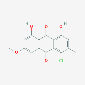 molecular formula C16H11ClO5 B13132988 1-Chloro-4,5-dihydroxy-7-methoxy-2-methylanthracene-9,10-dione CAS No. 61539-60-4