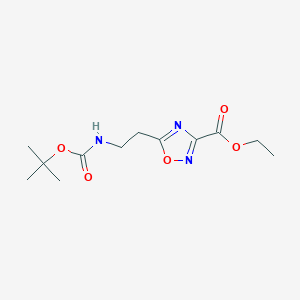molecular formula C12H19N3O5 B1313328 Ethyl 5-(2-(tert-butoxycarbonylamino)ethyl)-1,2,4-oxadiazole-3-carboxylate CAS No. 652158-82-2