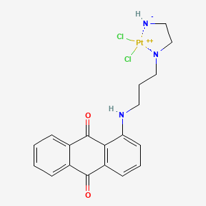 molecular formula C19H19Cl2N3O2Pt B13133310 Platinum,[1-[[3-[(2-aminoethyl)amino]propyl]amino]-9,10-anthracenedione]dichloro 