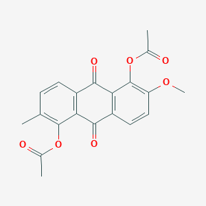 molecular formula C20H16O7 B13133335 2-Methoxy-6-methyl-9,10-dioxo-9,10-dihydroanthracene-1,5-diyl diacetate CAS No. 142348-01-4