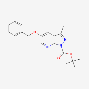 molecular formula C19H21N3O3 B13133399 tert-Butyl 5-(benzyloxy)-3-methyl-1H-pyrazolo[3,4-b]pyridine-1-carboxylate 