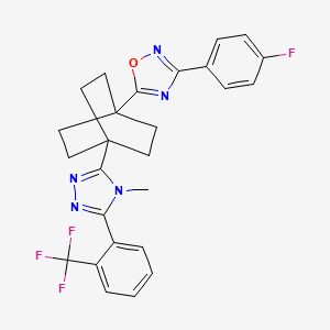 3-(4-Fluorophenyl)-5-(4-(4-methyl-5-(2-(trifluoromethyl)phenyl)-4H-1,2,4-triazol-3-yl)bicyclo[2.2.2]octan-1-yl)-1,2,4-oxadiazole