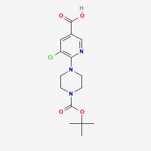 molecular formula C15H20ClN3O4 B1313382 6-(4-(tert-Butoxycarbonyl)piperazin-1-yl)-5-chloronicotinic acid CAS No. 683241-92-1