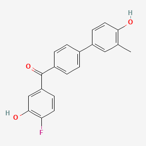 molecular formula C20H15FO3 B13134324 (4-Fluoro-3-hydroxyphenyl)-[4-(4-hydroxy-3-methylphenyl)phenyl]methanone 