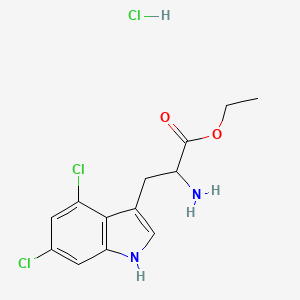 molecular formula C13H15Cl3N2O2 B13134712 Ethyl 2-amino-3-(4,6-dichloro-1H-indol-3-yl)propanoate hydrochloride 