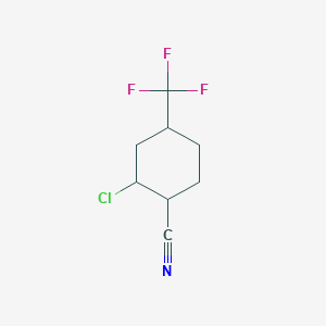 molecular formula C8H9ClF3N B13134725 2-Chloro-4-(trifluoromethyl)cyclohexanecarbonitrile 