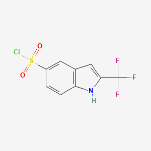 molecular formula C9H5ClF3NO2S B13134726 2-(Trifluoromethyl)-1H-indole-5-sulfonylchloride 