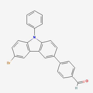 molecular formula C25H16BrNO B13134786 4-(6-Bromo-9-phenyl-9H-carbazol-3-yl)benzaldehyde 