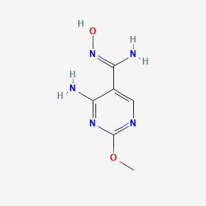 molecular formula C6H9N5O2 B13134830 4-Amino-N-hydroxy-2-methoxypyrimidine-5-carboximidamide 