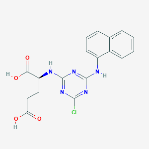 molecular formula C18H16ClN5O4 B13135044 N-{4-Chloro-6-[(naphthalen-1-yl)amino]-1,3,5-triazin-2-yl}-L-glutamic acid CAS No. 61955-62-2