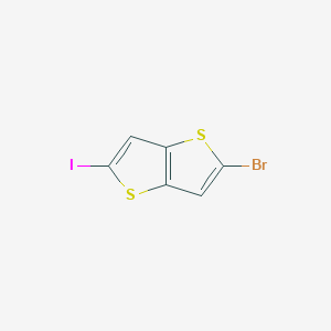 molecular formula C6H2BrIS2 B13135093 2-Bromo-5-iodo-thieno[3,2-b]thiophene 