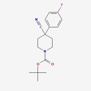 molecular formula C17H21FN2O2 B1313529 Tert-butyl 4-cyano-4-(4-fluorophenyl)piperidine-1-carboxylate CAS No. 256951-79-8