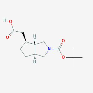 molecular formula C14H23NO4 B13135338 Racemiccis-dihydrogen-2-Boc-octahydro-cyclopenta[c]pyrrol-4-aceticacid 