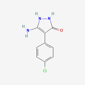 molecular formula C9H8ClN3O B1313548 5-Amino-4-(4-chlorophenyl)-1H-pyrazol-3(2H)-one CAS No. 62538-19-6