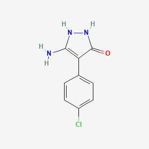 molecular formula C9H8ClN3O B1313548 5-Amino-4-(4-chlorophenyl)-1,2-dihydro-3H-pyrazol-3-one CAS No. 62538-19-6