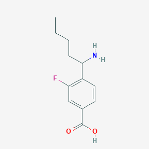 molecular formula C12H16FNO2 B13135694 Benzoicacid,4-(1-aminopentyl)-3-fluoro- 