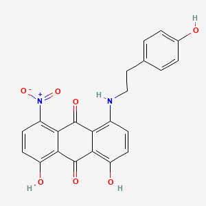 molecular formula C22H16N2O7 B13135770 1,8-Dihydroxy-4-((4-hydroxyphenethyl)amino)-5-nitroanthracene-9,10-dione 