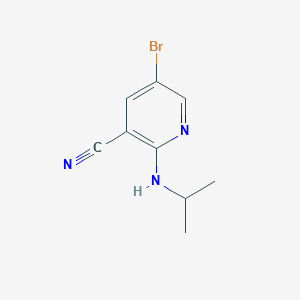 molecular formula C9H10BrN3 B13135945 5-Bromo-2-(isopropylamino)nicotinonitrile 