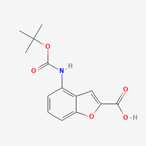 molecular formula C14H15NO5 B13136035 4-((tert-Butoxycarbonyl)amino)benzofuran-2-carboxylic acid 
