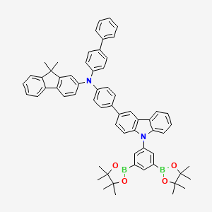 molecular formula C63H60B2N2O4 B13136050 N-([1,1'-Biphenyl]-4-yl)-N-(4-(9-(3,5-bis(4,4,5,5-tetramethyl-1,3,2-dioxaborolan-2-yl)phenyl)-9H-carbazol-3-yl)phenyl)-9,9-dimethyl-9H-fluoren-2-amine 