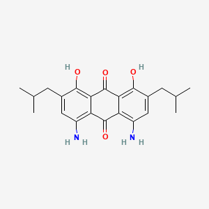 molecular formula C22H26N2O4 B13136594 4,5-Diamino-1,8-dihydroxy-2,7-bis(2-methylpropyl)anthraquinone CAS No. 76643-49-7
